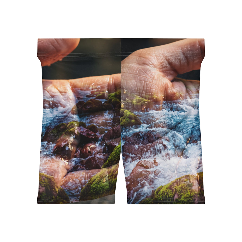 Women's Biker Shorts with Surreal River Art