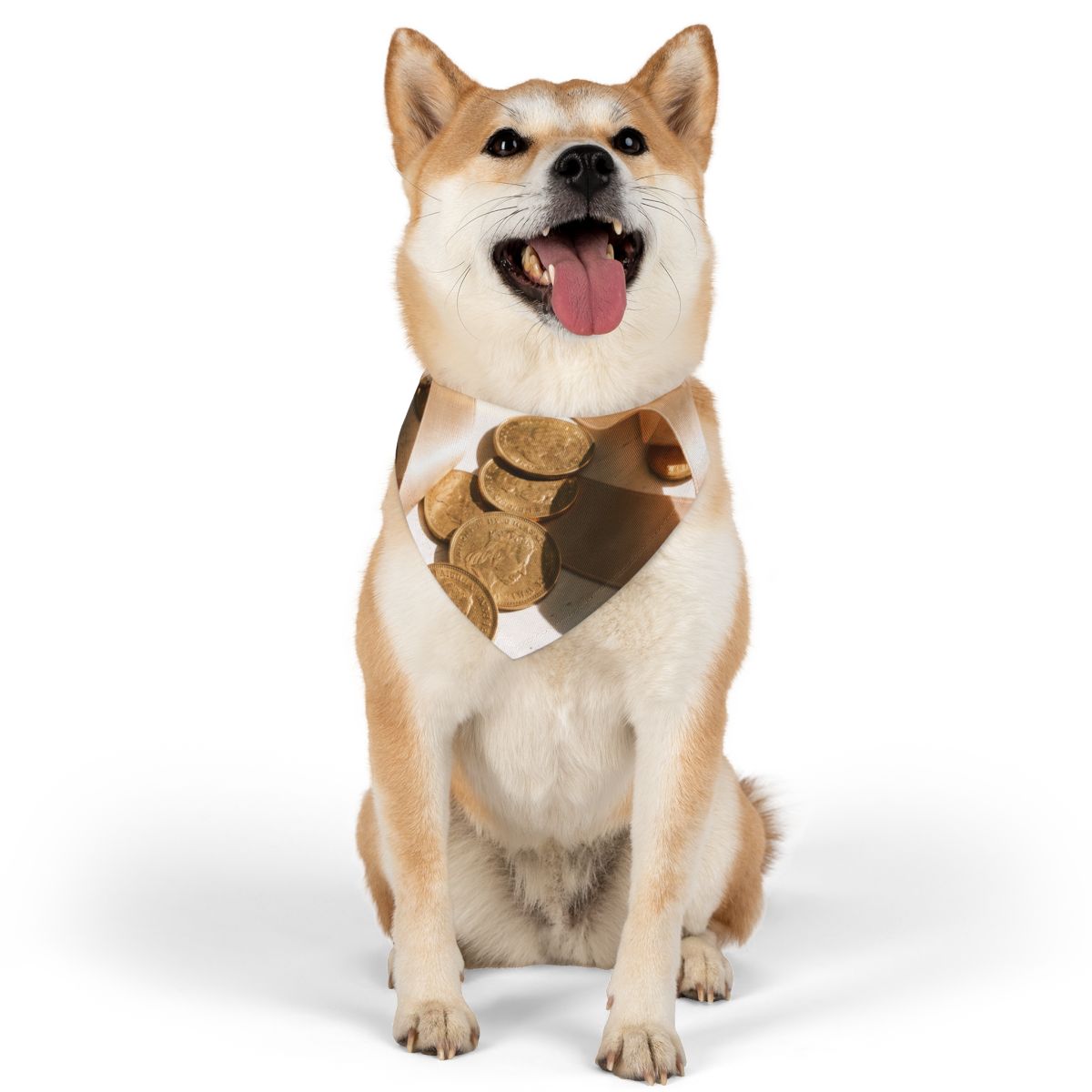 Pet Bandana Collar - Sovereign Gold Coins & Satin Ribbon Art...