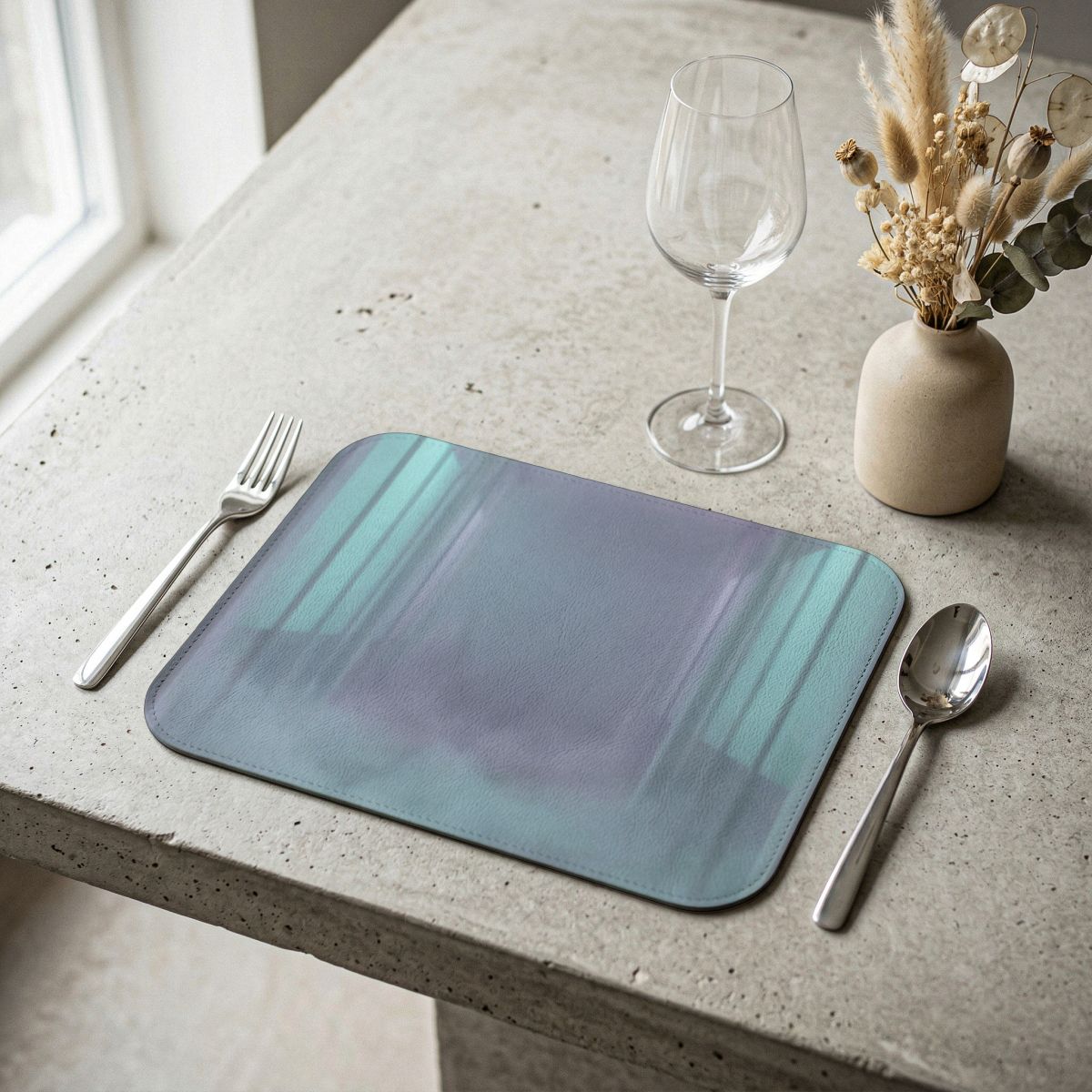 Leather Placemat - Liminal Corridor Fog Art Print | Echovira...