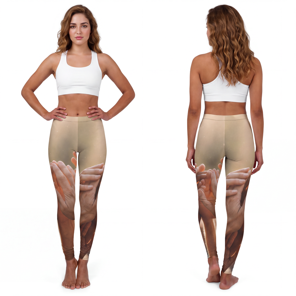 Women's Casual Spandex Leggings - Golden Rays of Unity Wall...