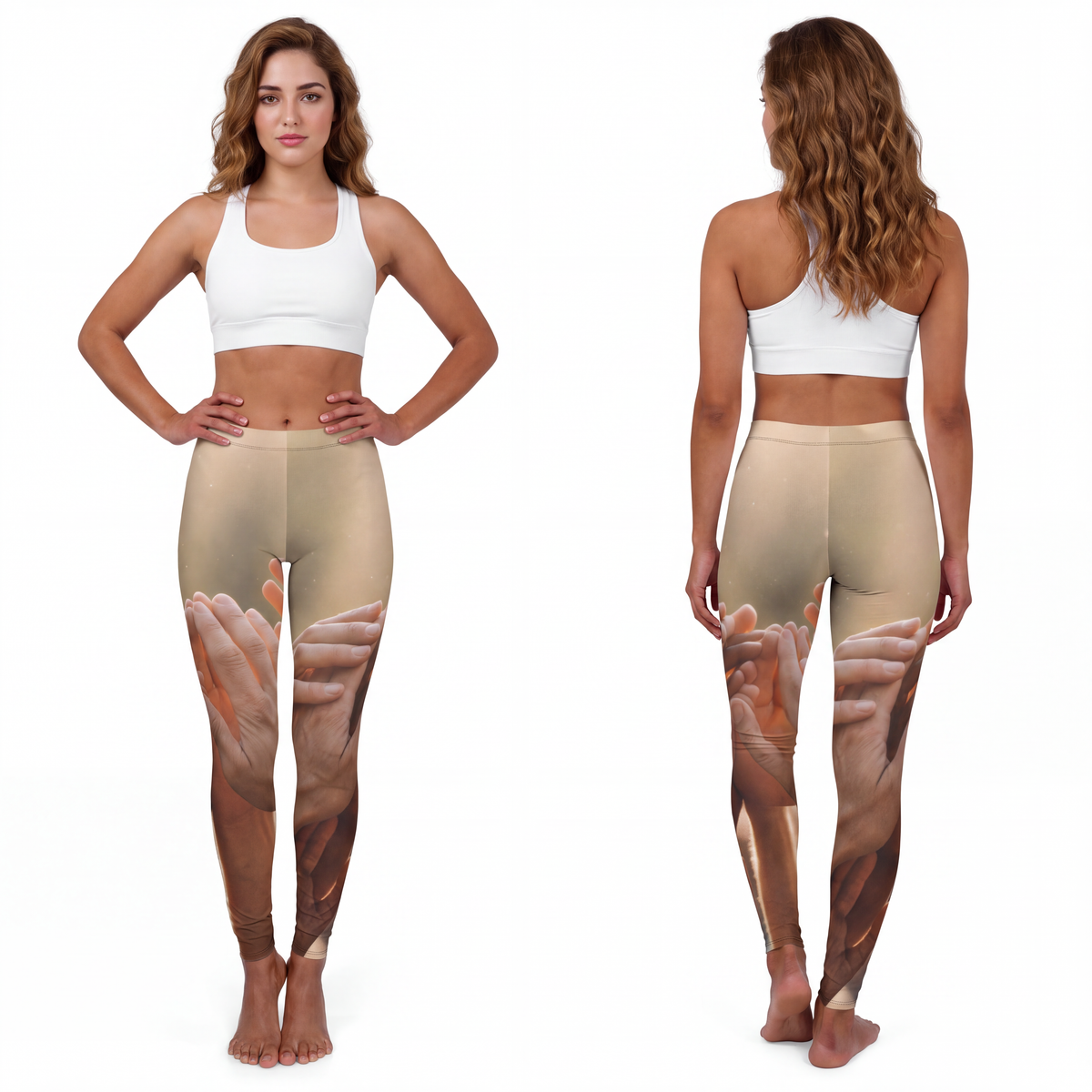 Women's Casual Spandex Leggings - Golden Rays of Unity Wall...