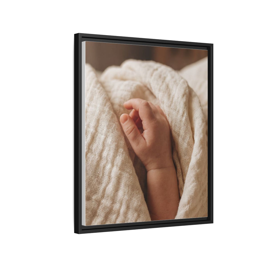 Framed Matte Canvas - Tender Newborn Hand (8×10, 9×12, 11×14, 12×16, 10×20, 12×18, 16×20, 16×24, 18×24, 12×36, 20×24, 16×32, 20×30, 24×30, 24×32, 16×48, 24×36, 24×48, 30×40, 20×60, 32×48, 30×60 & 40×60)