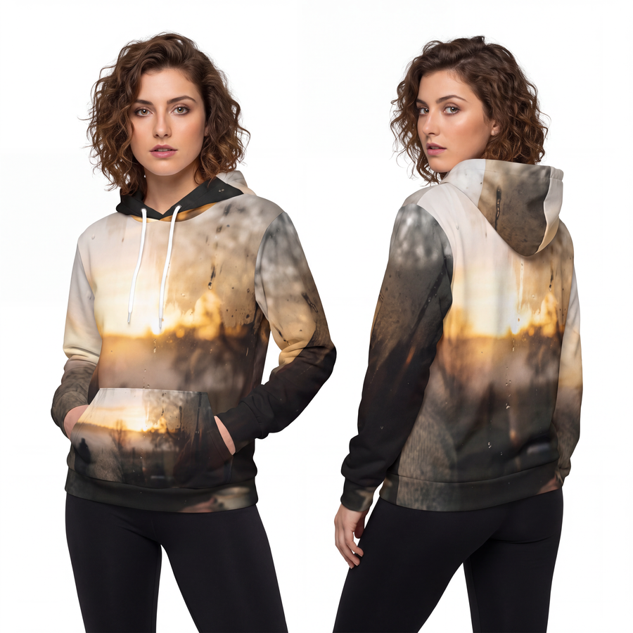 Fashion Hoodie - Golden Hour Solitude Cozy Morning Scene