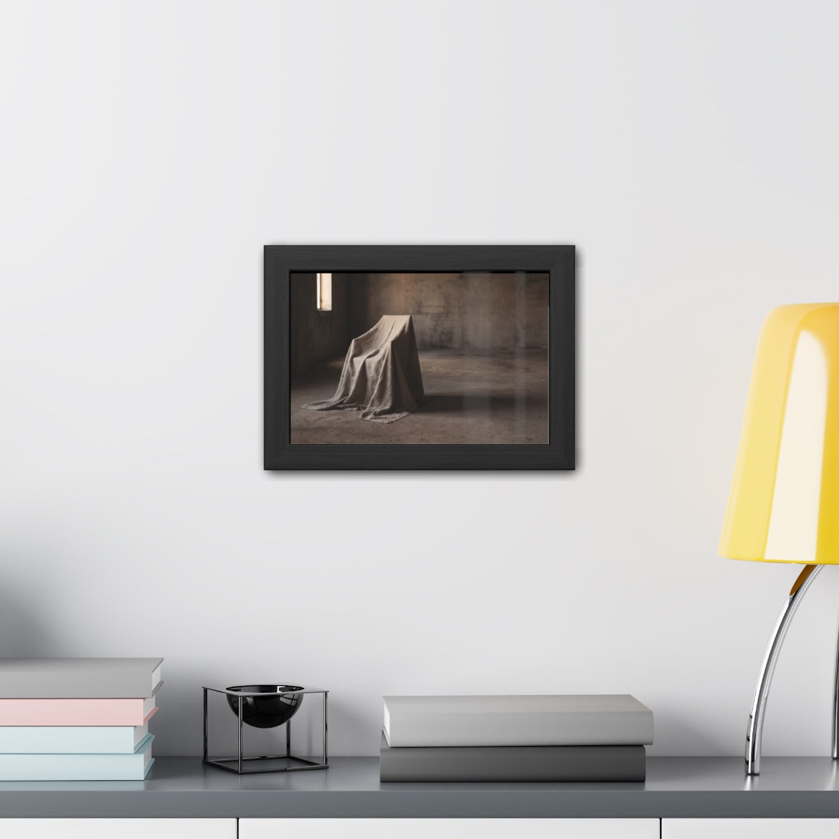 Framed Posters - Silent Shadow Covered Chair Art — Landscape...