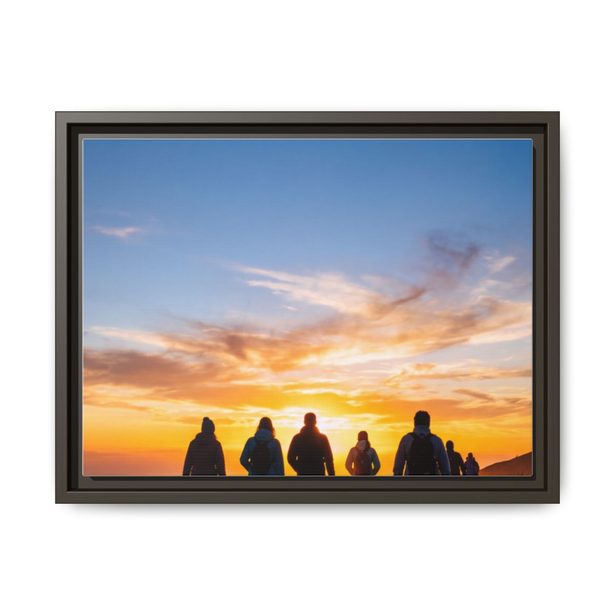 Framed Canvas - Sunset Silhouette — Espresso / 1.25"