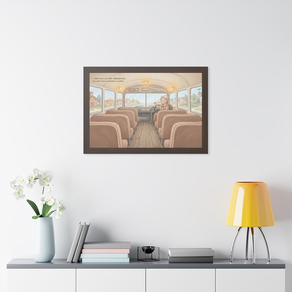 Framed Horizontal Poster - Storybook Bus Ride Whimsical Wall...