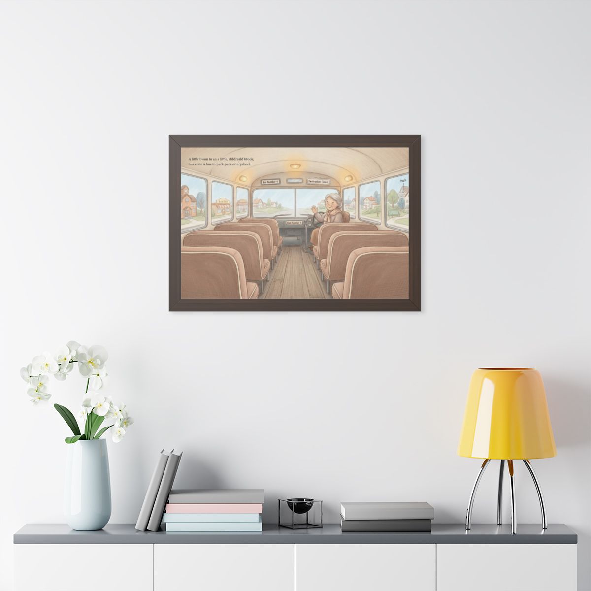 Framed Horizontal Poster - Storybook Bus Ride Whimsical Wall...