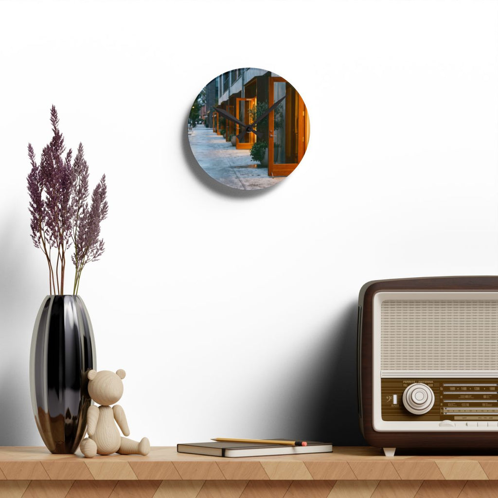 Acrylic Wall Clock - Modern Urban Evening | Echovira Gallery