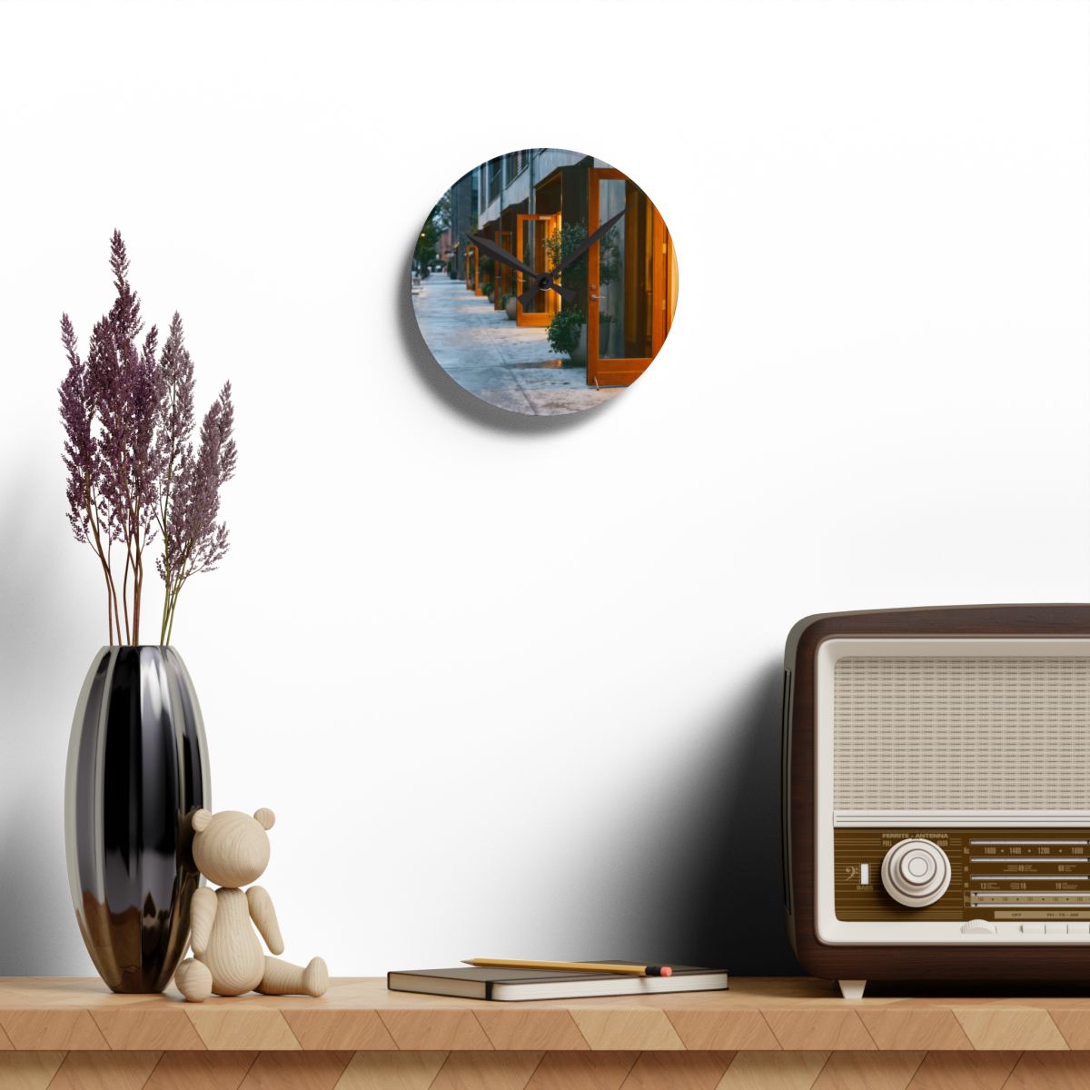 Acrylic Wall Clock - Modern Urban Evening | Echovira Gallery