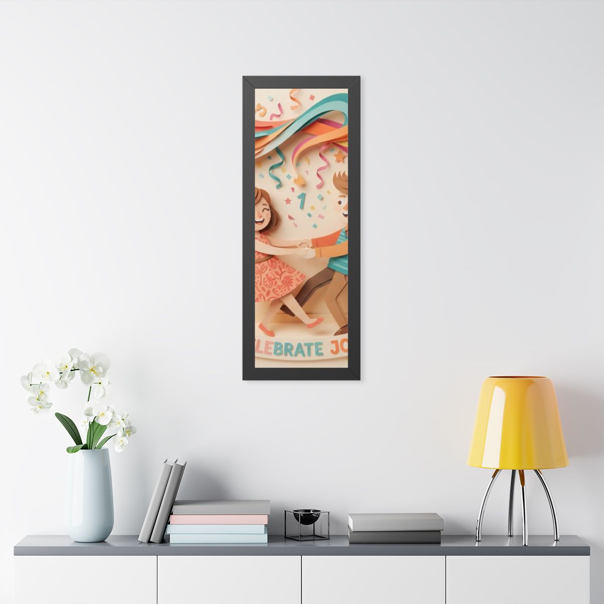 Framed Vertical Poster - Celebrate Joy Papercut Art... |...