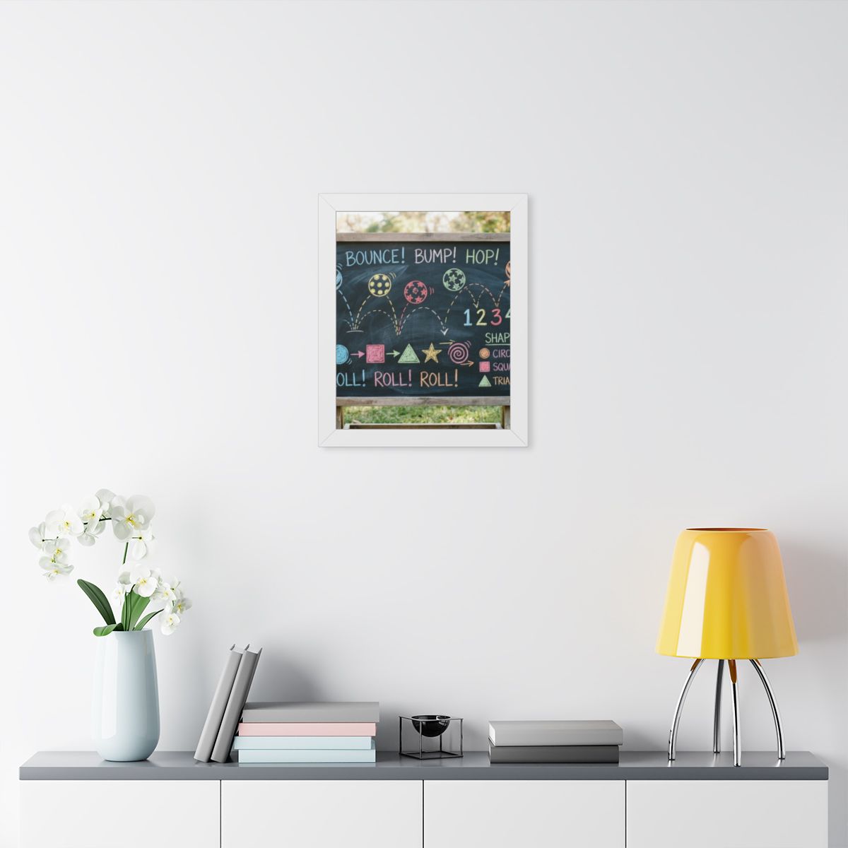 Framed Vertical Poster - Chalkboard Playground — White... |...