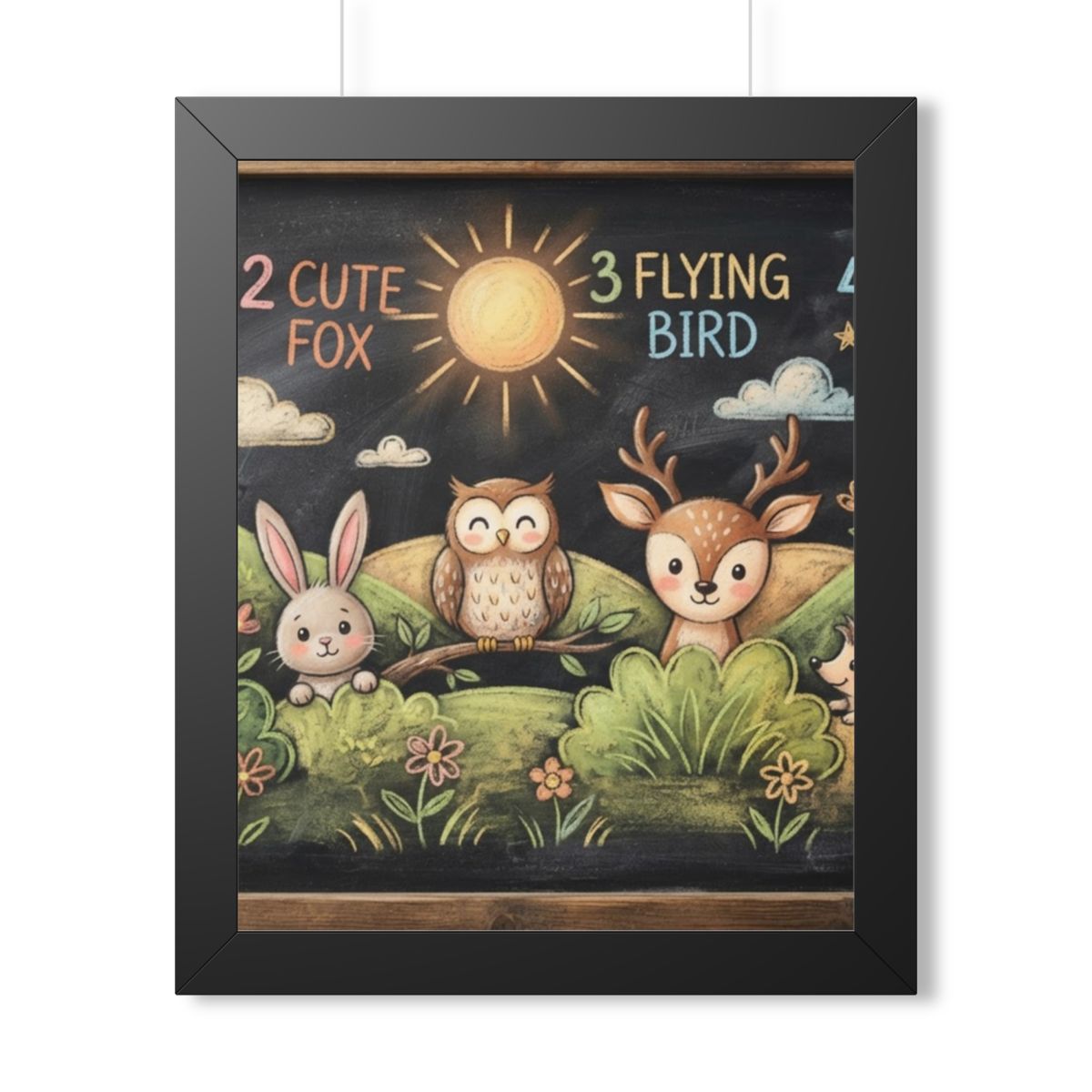 Framed Vertical Poster - Woodland Friends Meadow — Black......
