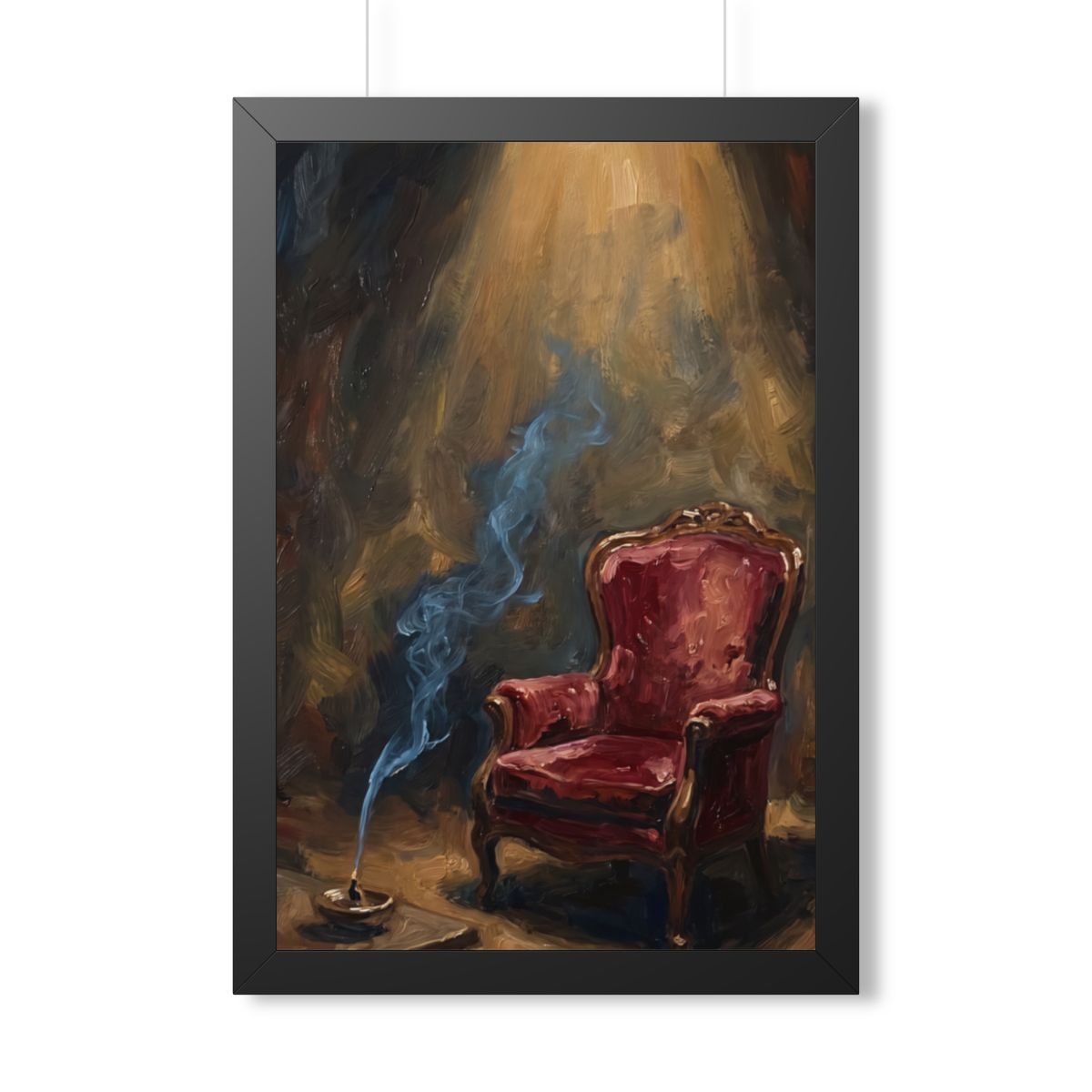 Framed Vertical Poster - Solitude Velvet Armchair Oil... |...
