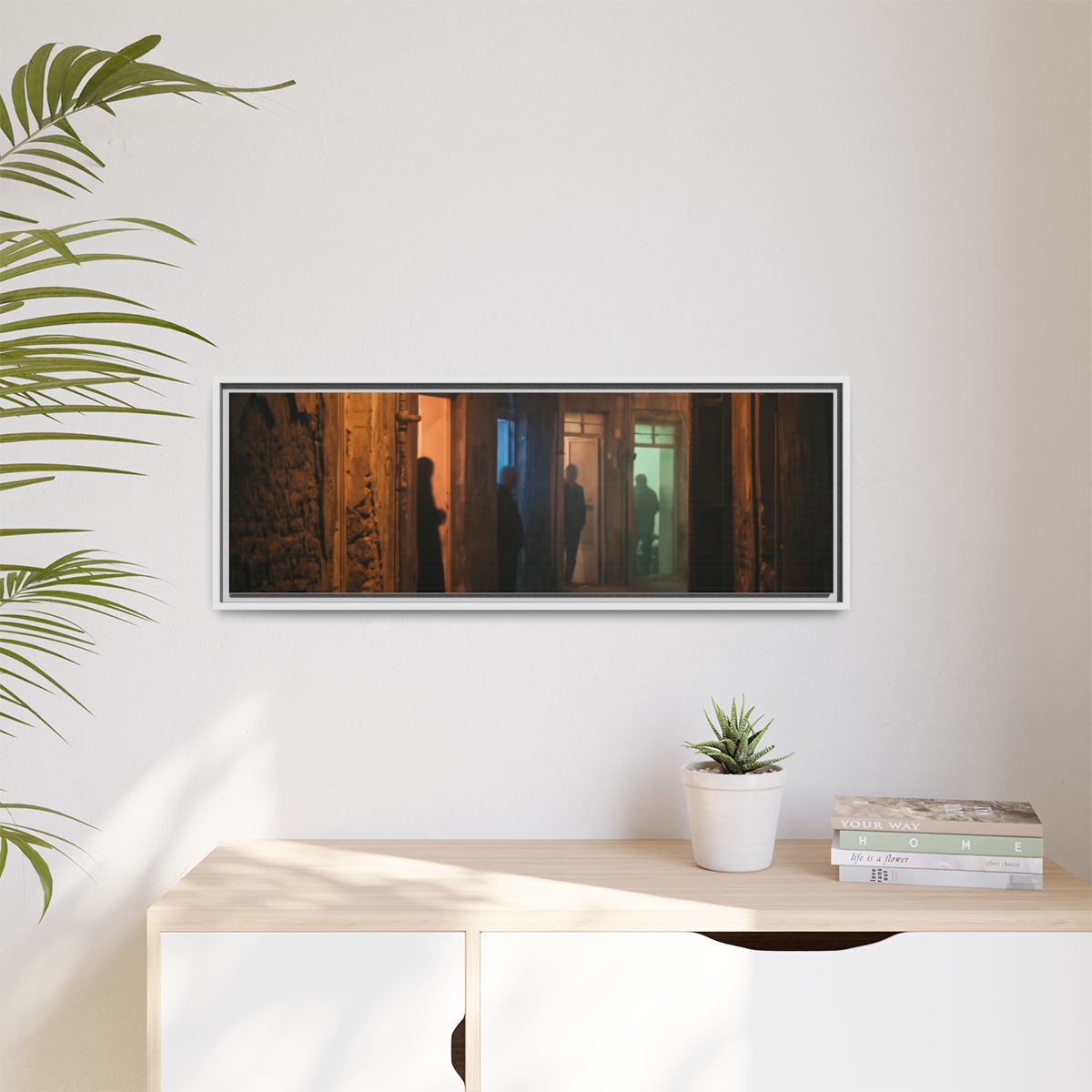 Matte Canvas, Framed - Shadowed Alleyway Mystery Art Print...