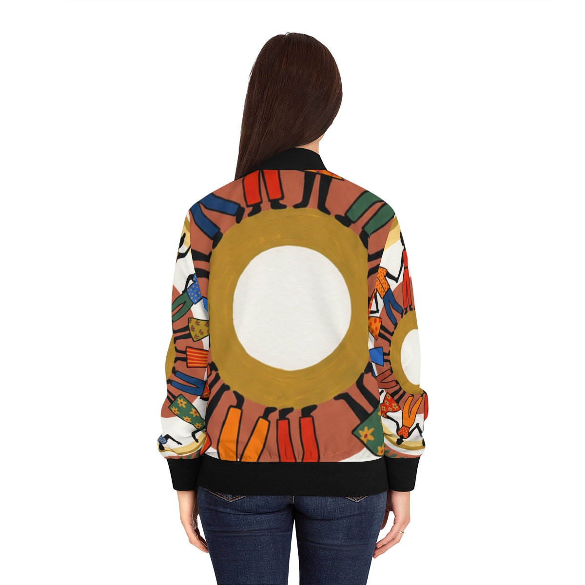 Women's Bomber Jacket - Unity Mandala Folk Art | Echovira...