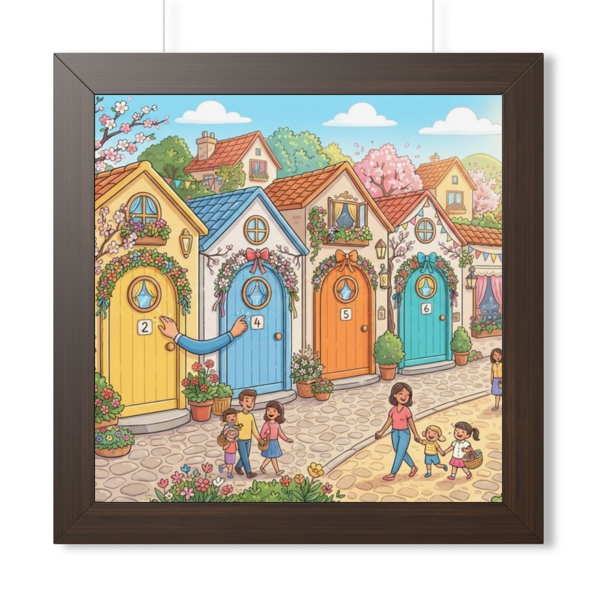 Framed Vertical Poster - Storybook Lane Gateway — Walnut......
