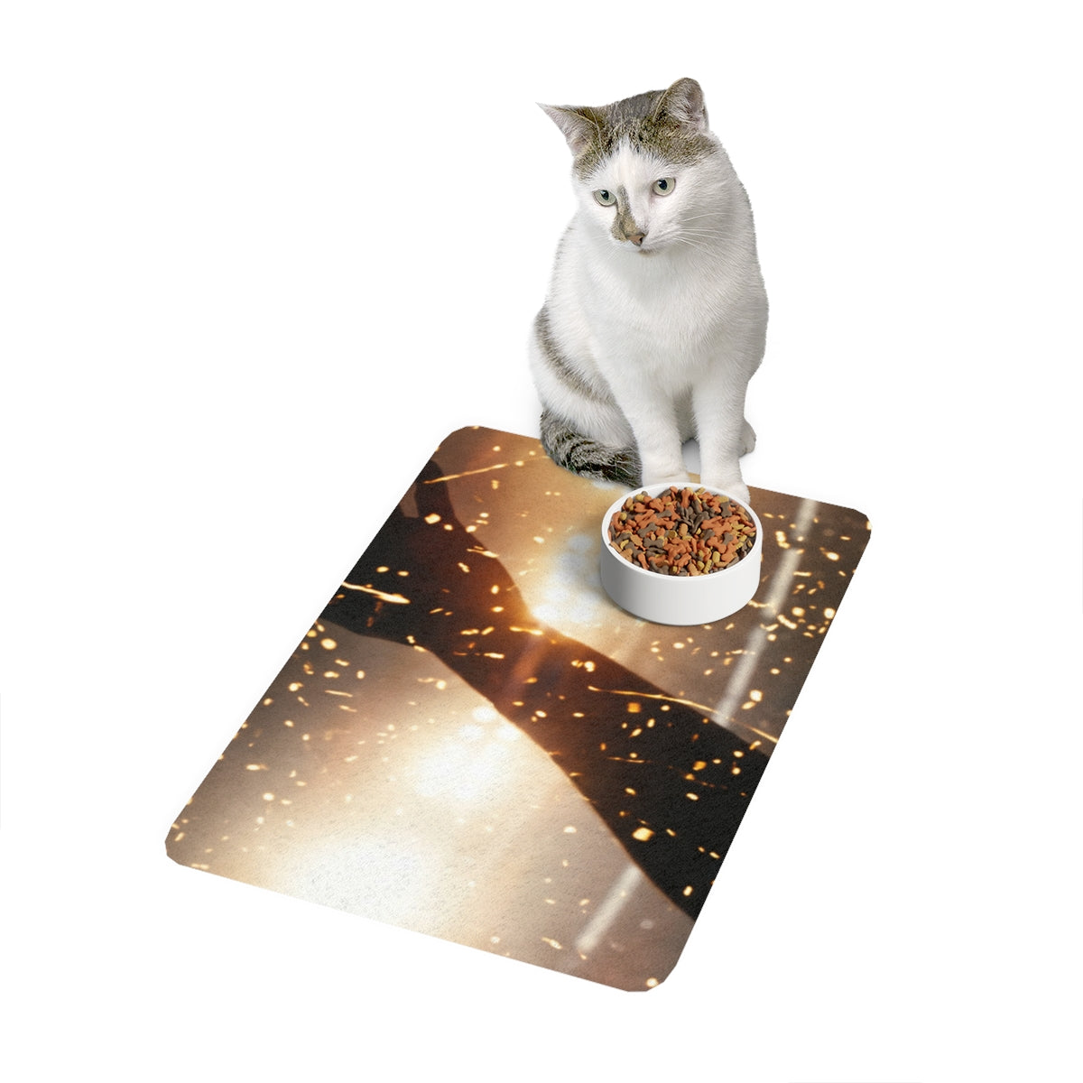 Pet Food Mat (12x18) - Golden Arena | Echovira Gallery