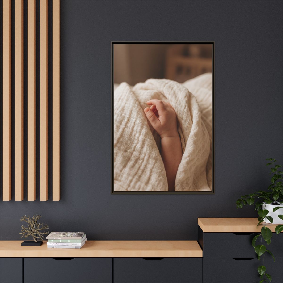 Framed Matte Canvas - Tender Newborn Hand (8×10, 9×12... |...