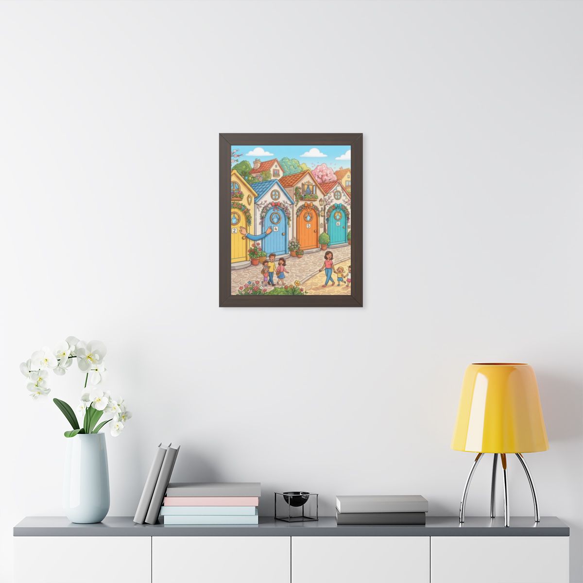 Framed Vertical Poster - Storybook Lane Gateway — Walnut......