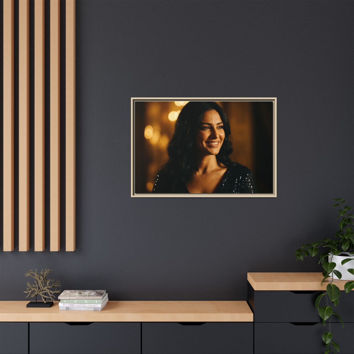 Framed Canvas Art - Golden Glamour — Natural / 1.25"