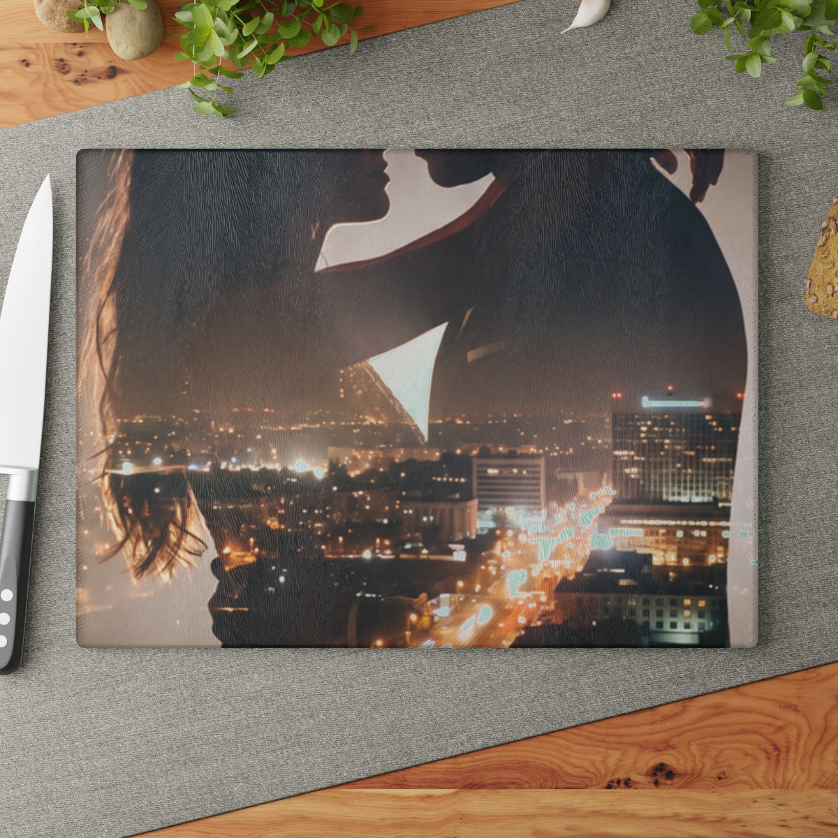 Glass Cutting Board - City Glow Kitchen | Echovira Gallery