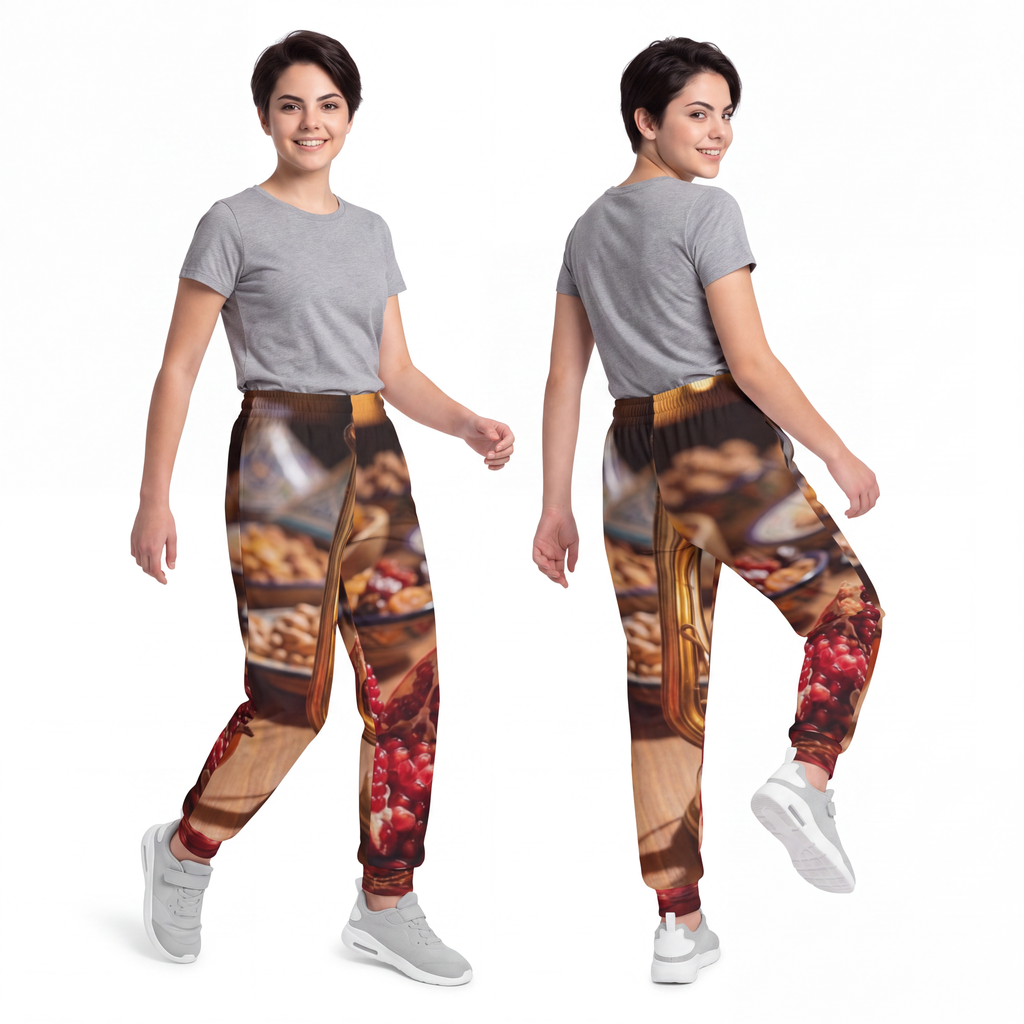 Youth Joggers - Cozy Pomegranate Feast Pattern | Echovira...