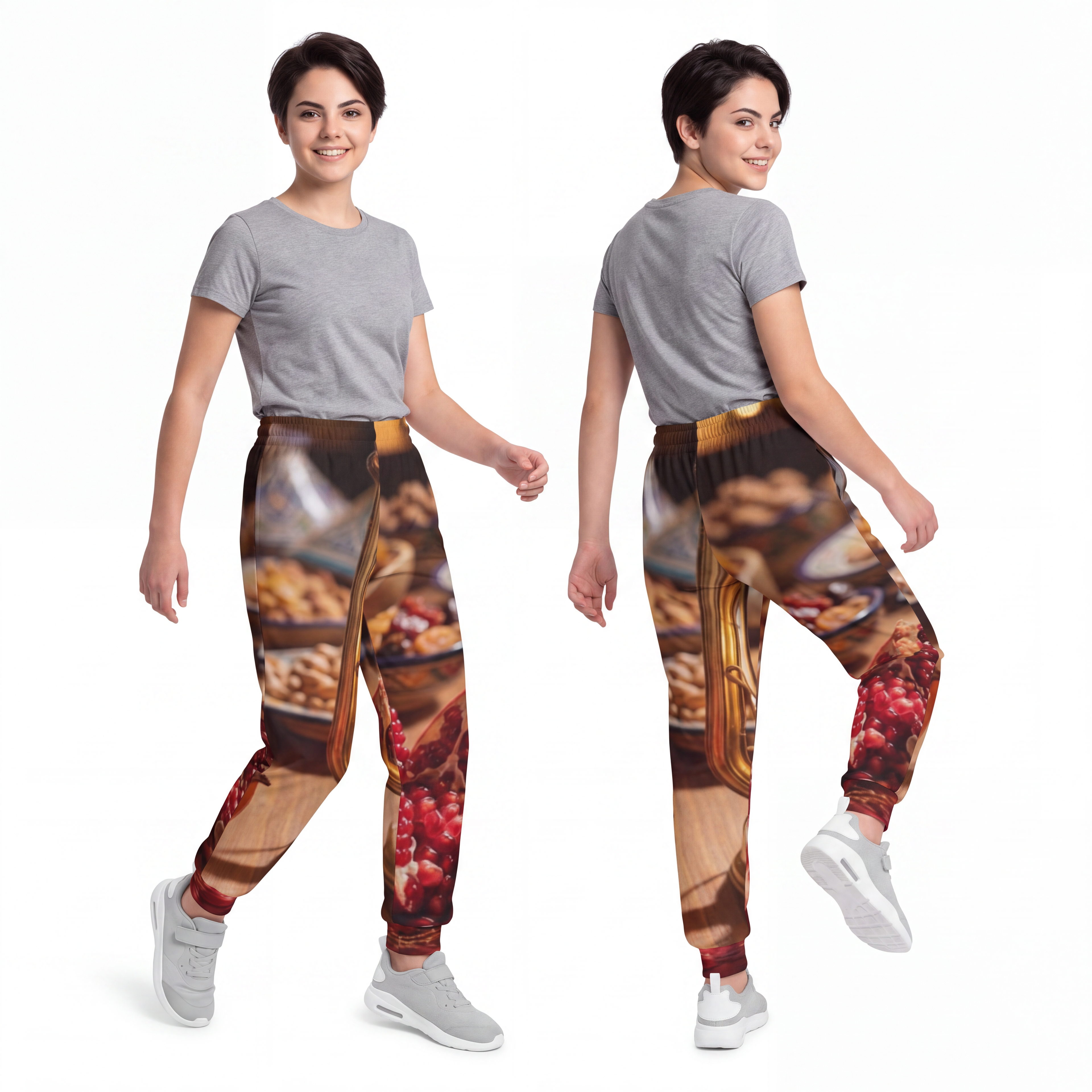 Youth Joggers - Cozy Pomegranate Feast Pattern | Echovira...
