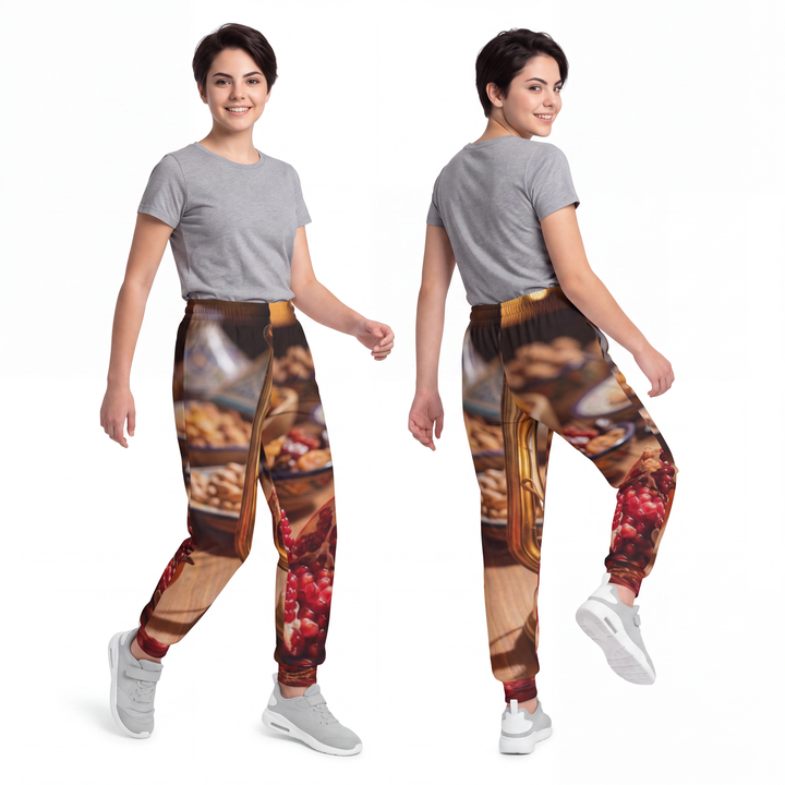 Youth Joggers - Cozy Pomegranate Feast Pattern