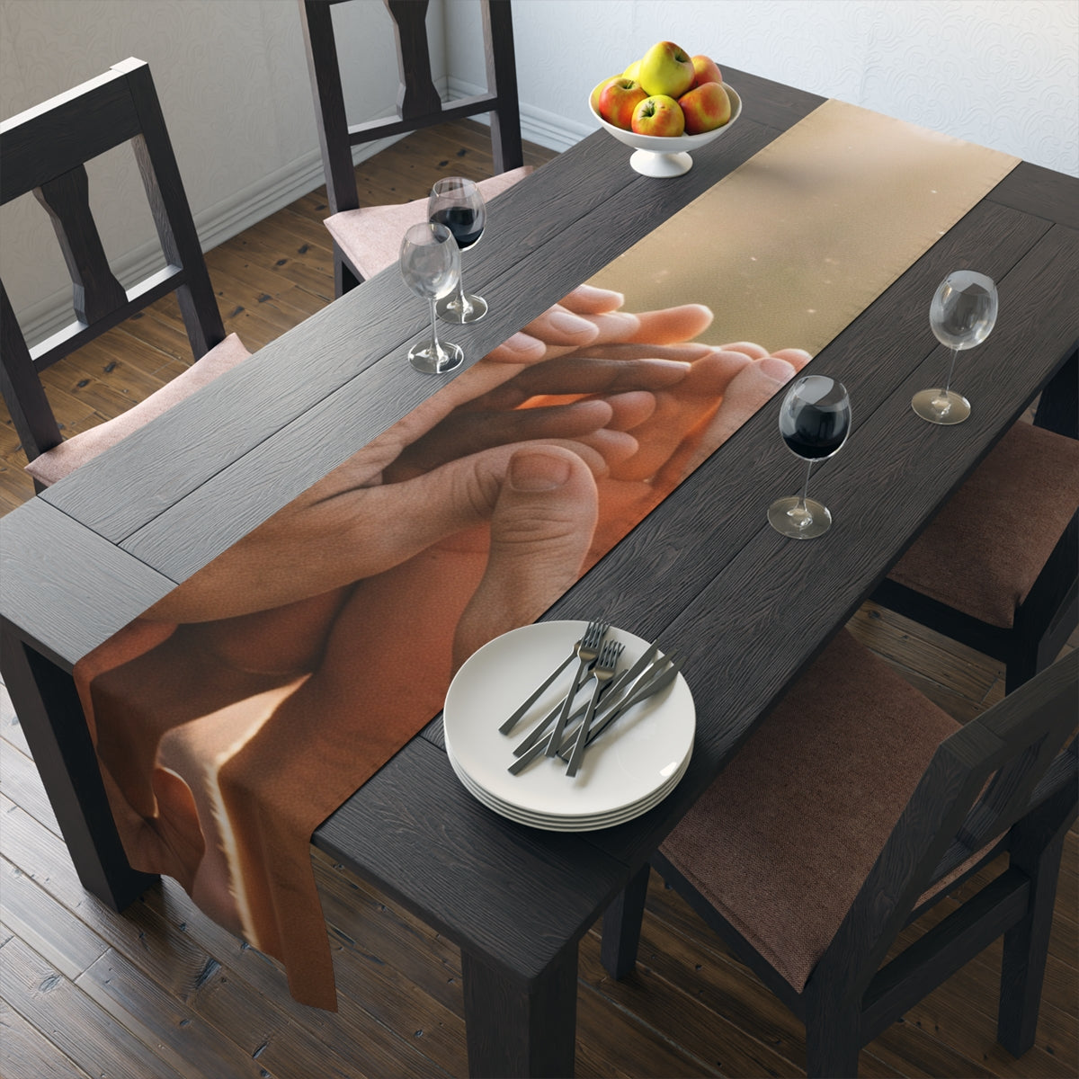 Table Runner - Golden Rays of Unity Wall Art | Echovira...