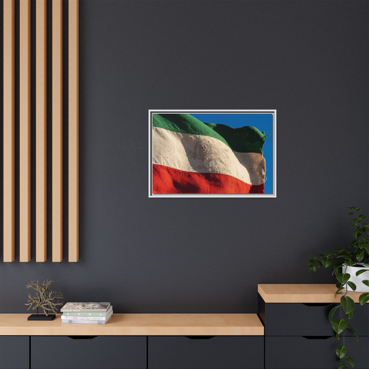 Framed Canvas Art - Distressed Flag — White / 1.25"