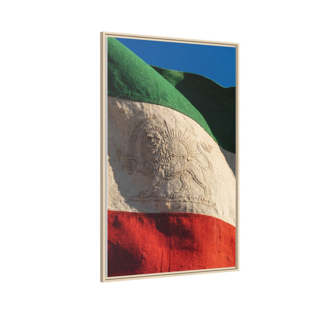 Framed Canvas Art - Distressed Flag — Natural / 1.25"