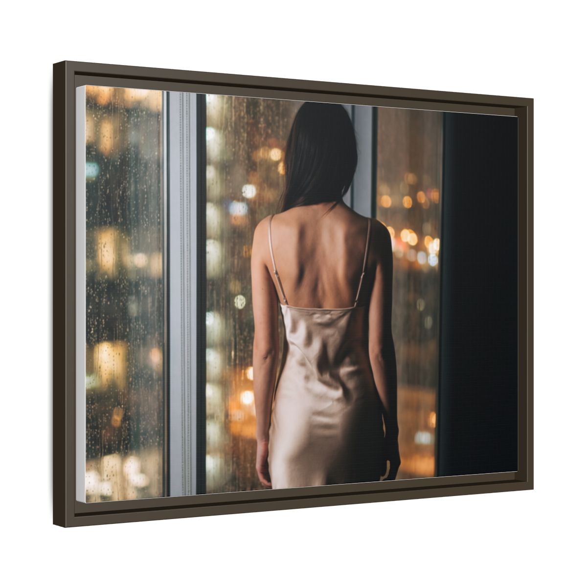 Framed Canvas - Midnight Rain Masterpiece — Espresso / 1.25"