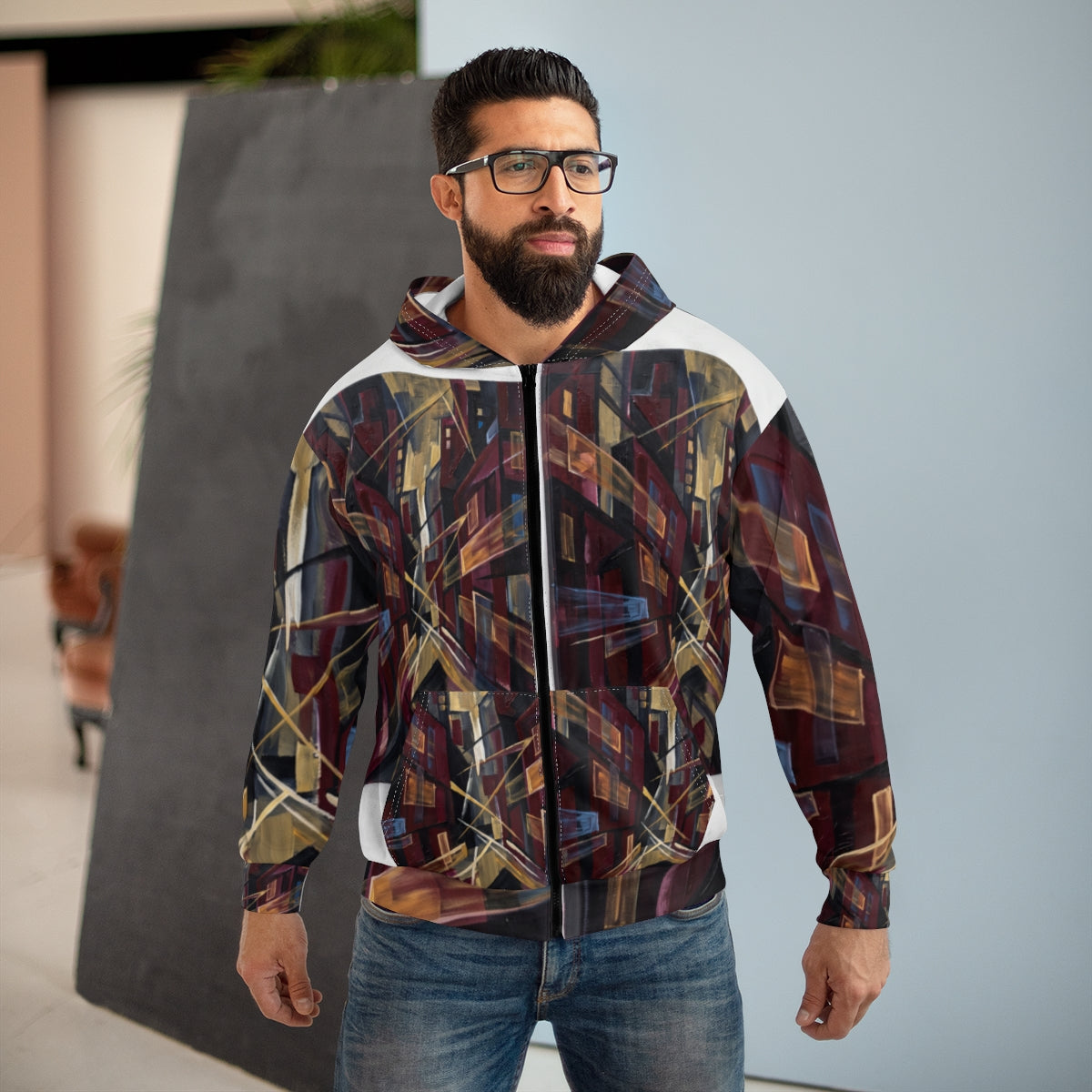 Men's Zip Hoodie - Urban Perspective | Echovira Gallery