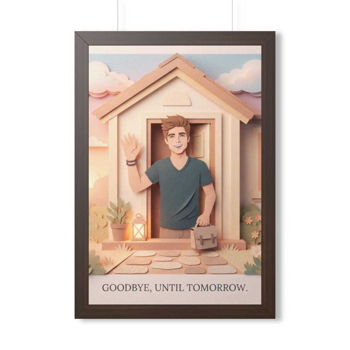 Framed Vertical Poster - Safe Journey Paper Cut Home Art —...