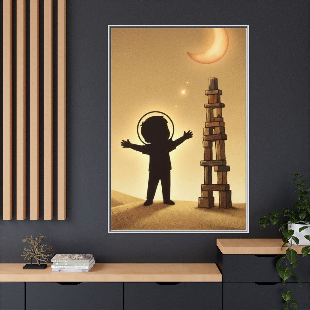 Matte Canvas, Framed - Dreaming Under Crescent Moon... |...