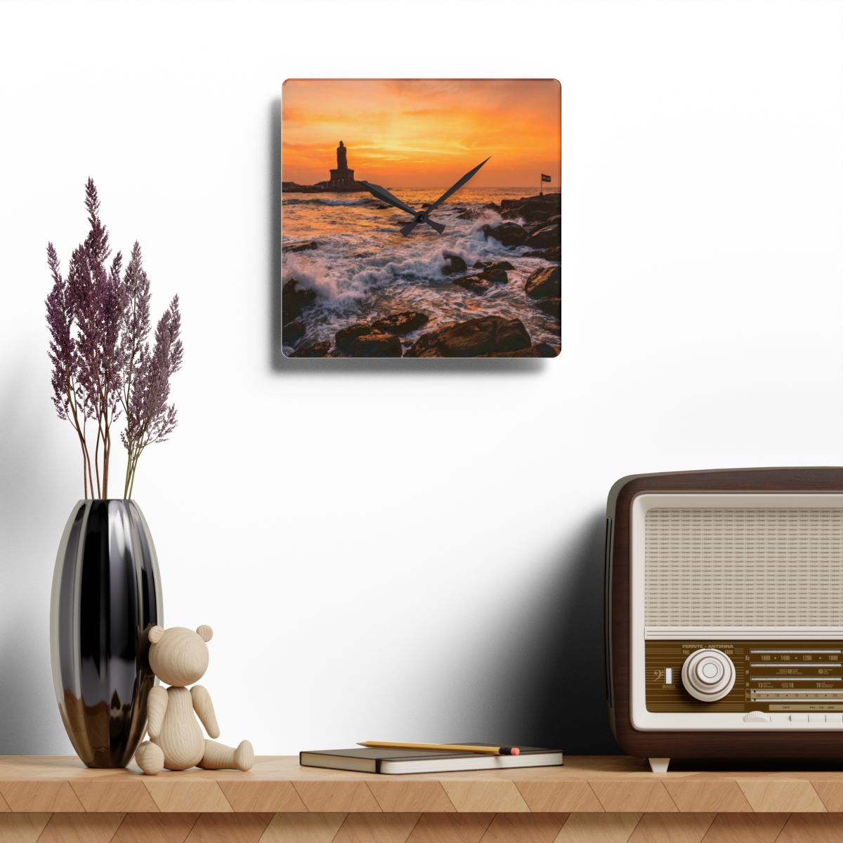 Acrylic Wall Clock - Golden Hour Coast
