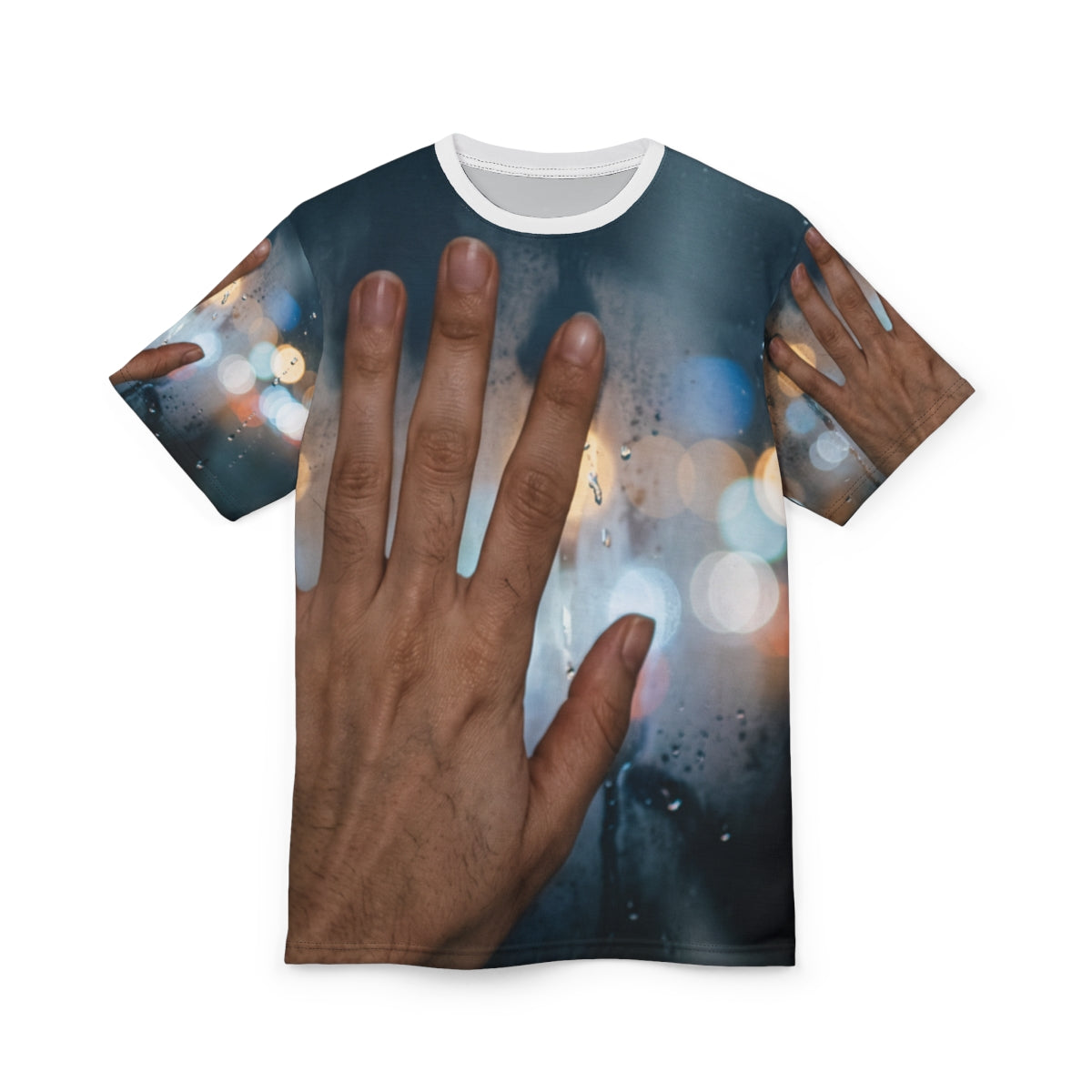 Men's Cut and Sew Tee Rainy City Window Art