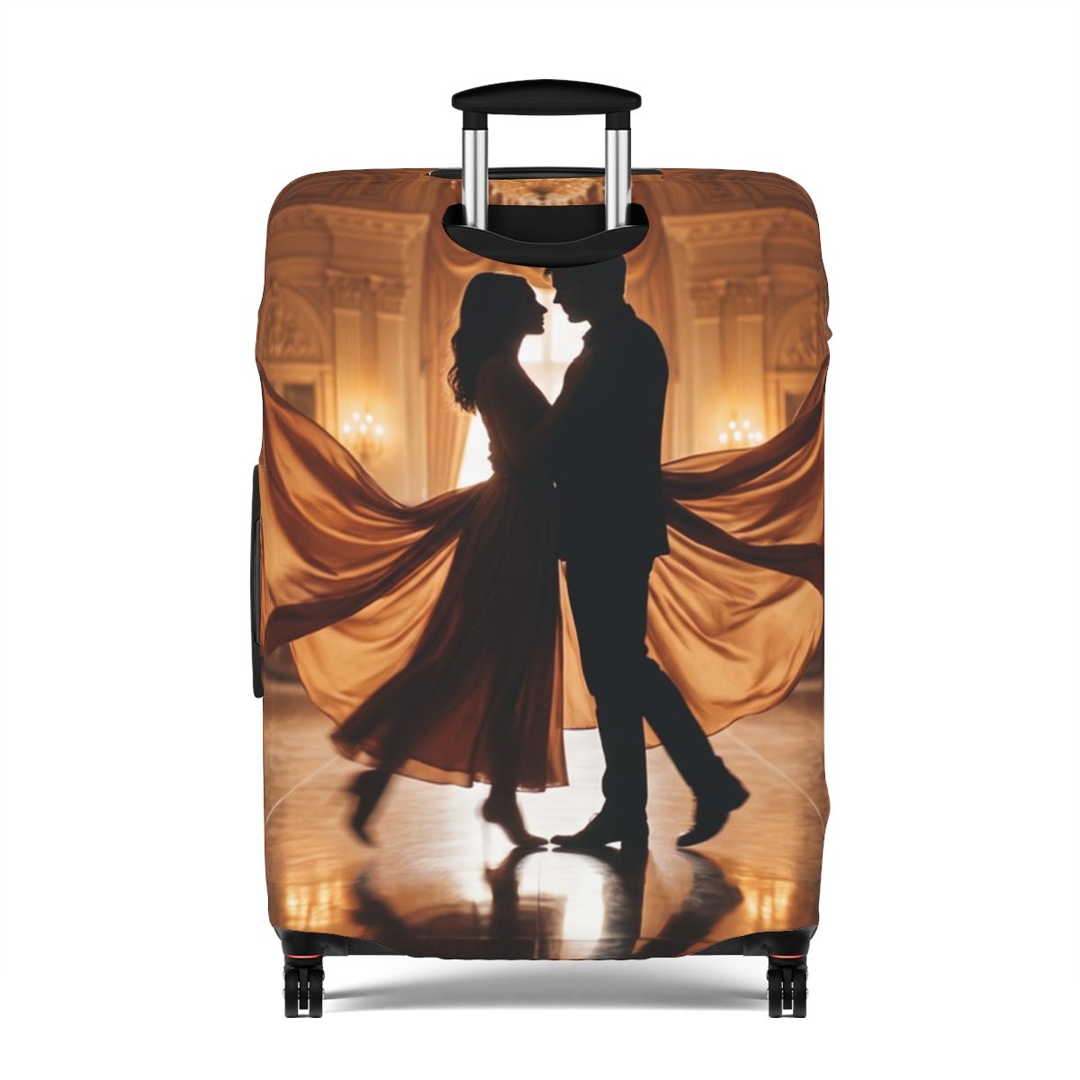 Luggage Cover - Golden Waltz Mirror Silhouette Art |...