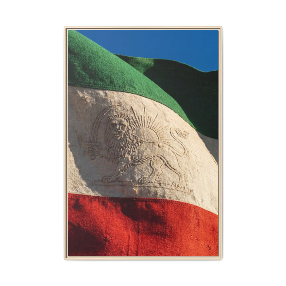 Framed Canvas Art - Distressed Flag — Natural / 1.25"
