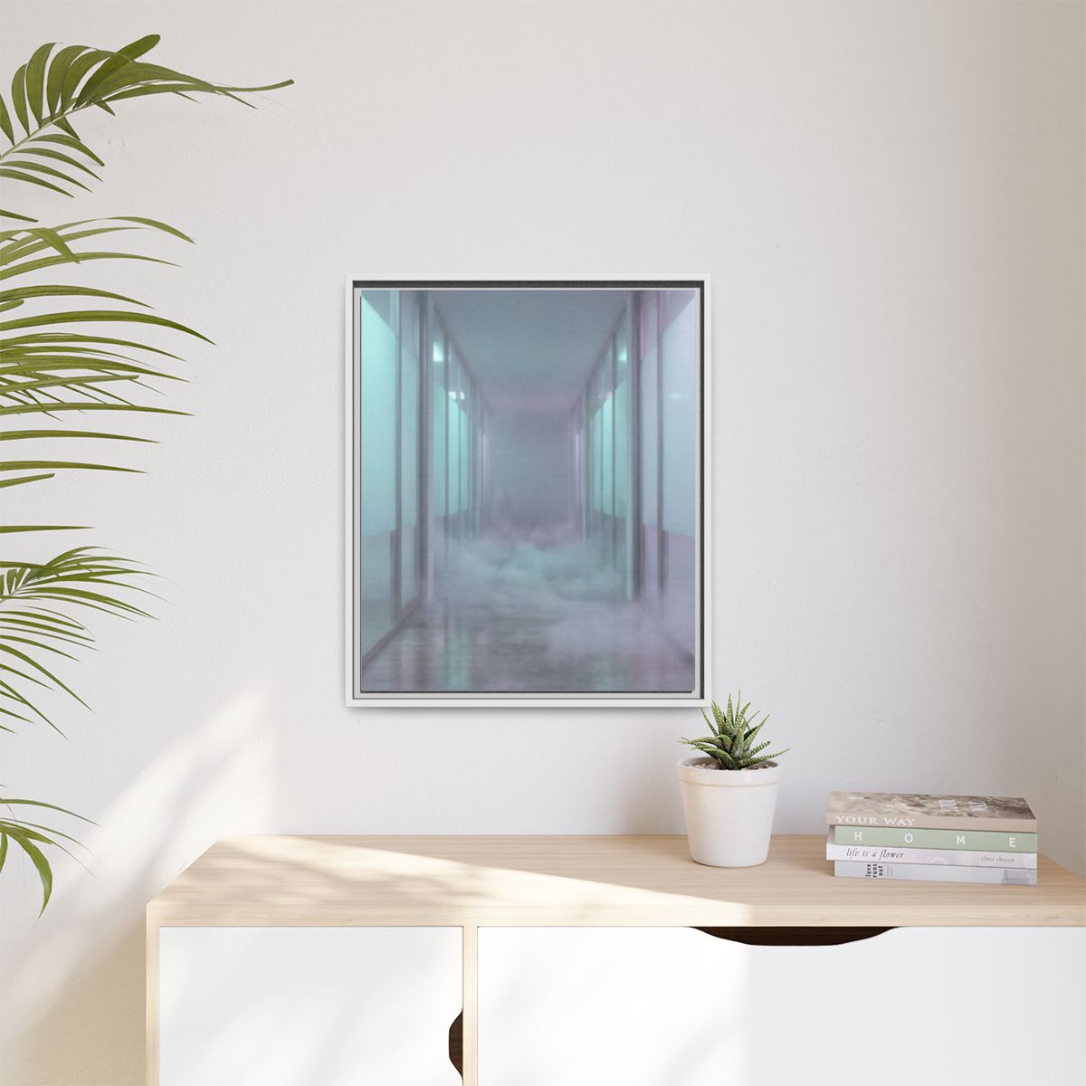 Matte Canvas, Framed - Liminal Corridor Fog Art Print —... |...