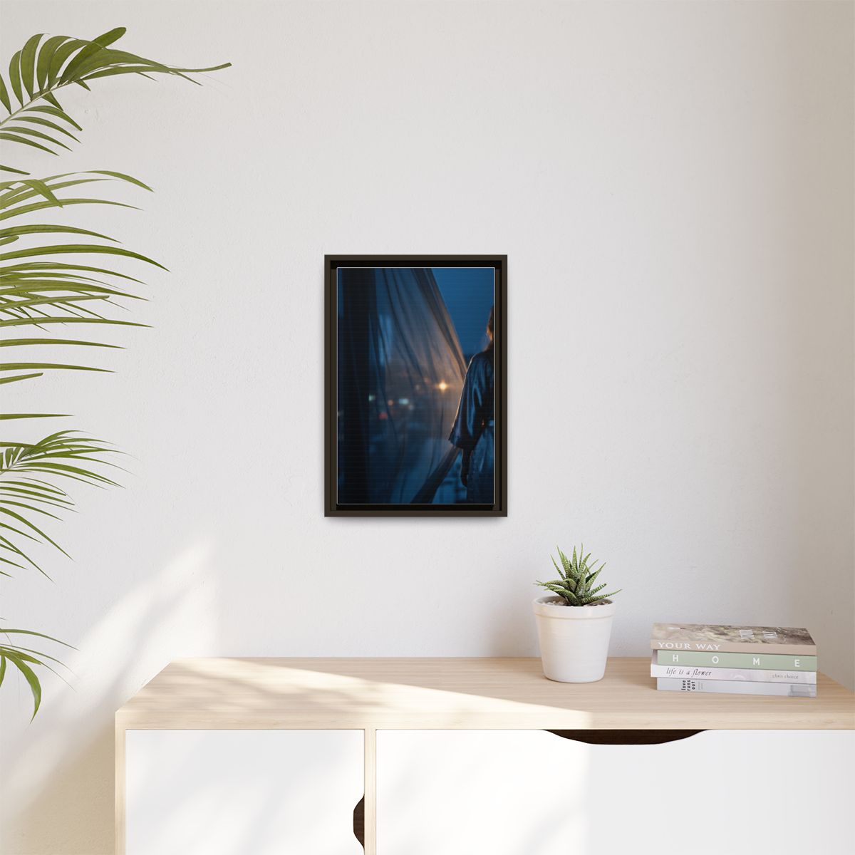 Matte Canvas, Framed - Nocturnal Solitude Silhouette —... |...