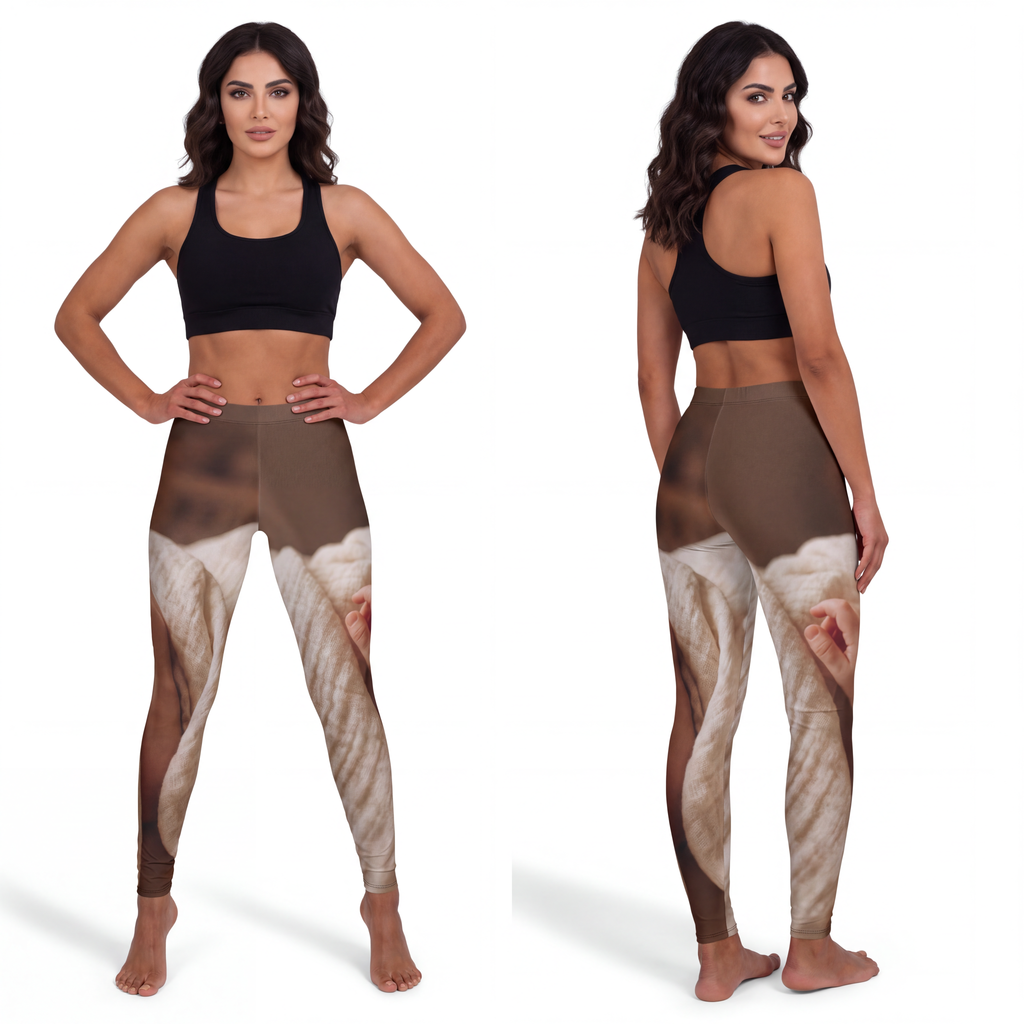 Women's Casual Spandex Leggings - Tender Newborn Hand in......