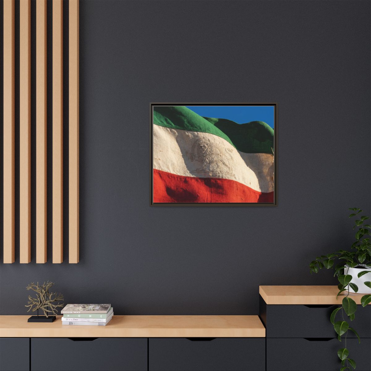 Framed Canvas Art - Distressed Flag — Espresso / 1.25"