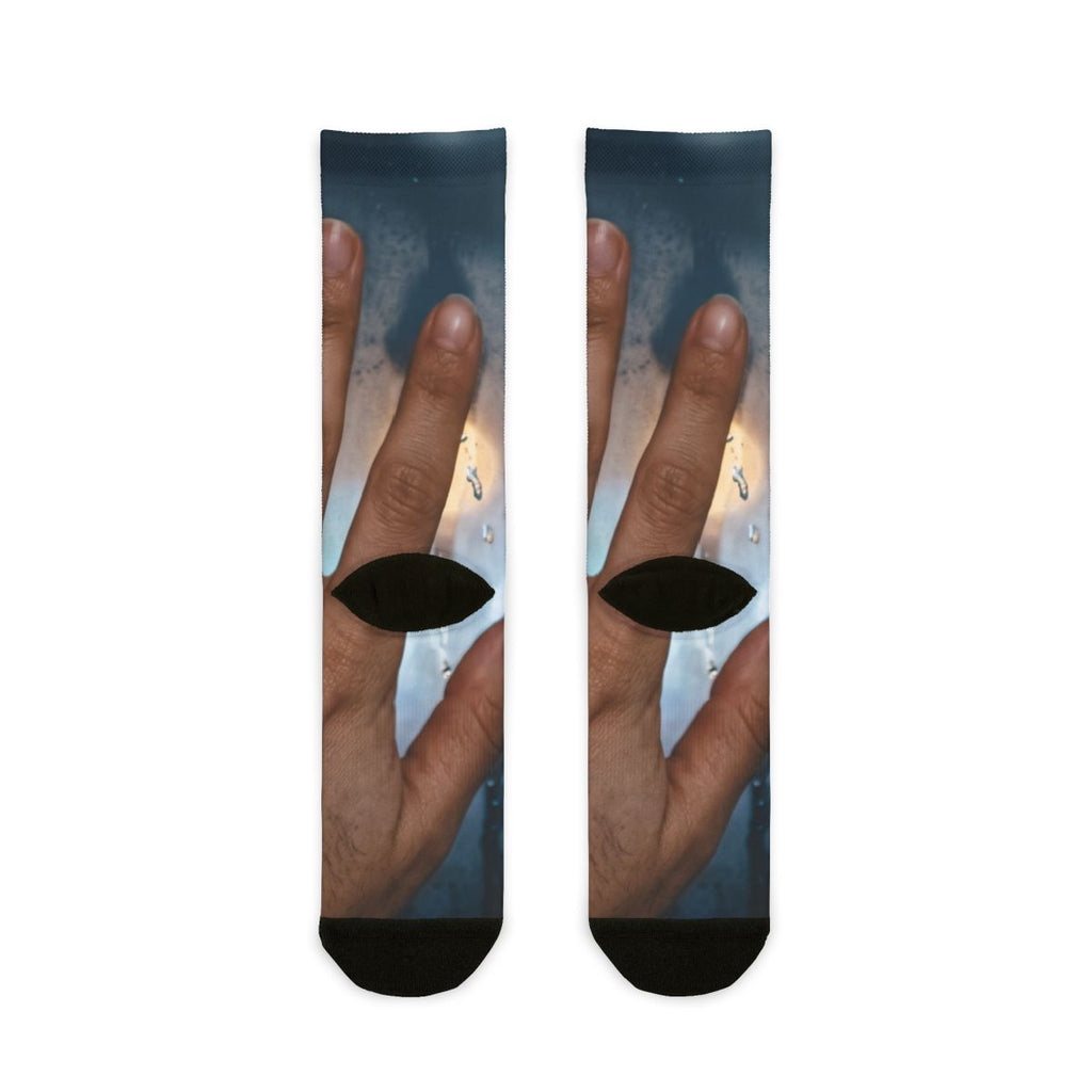 Rainy City Window Art Sublimation Crew Socks