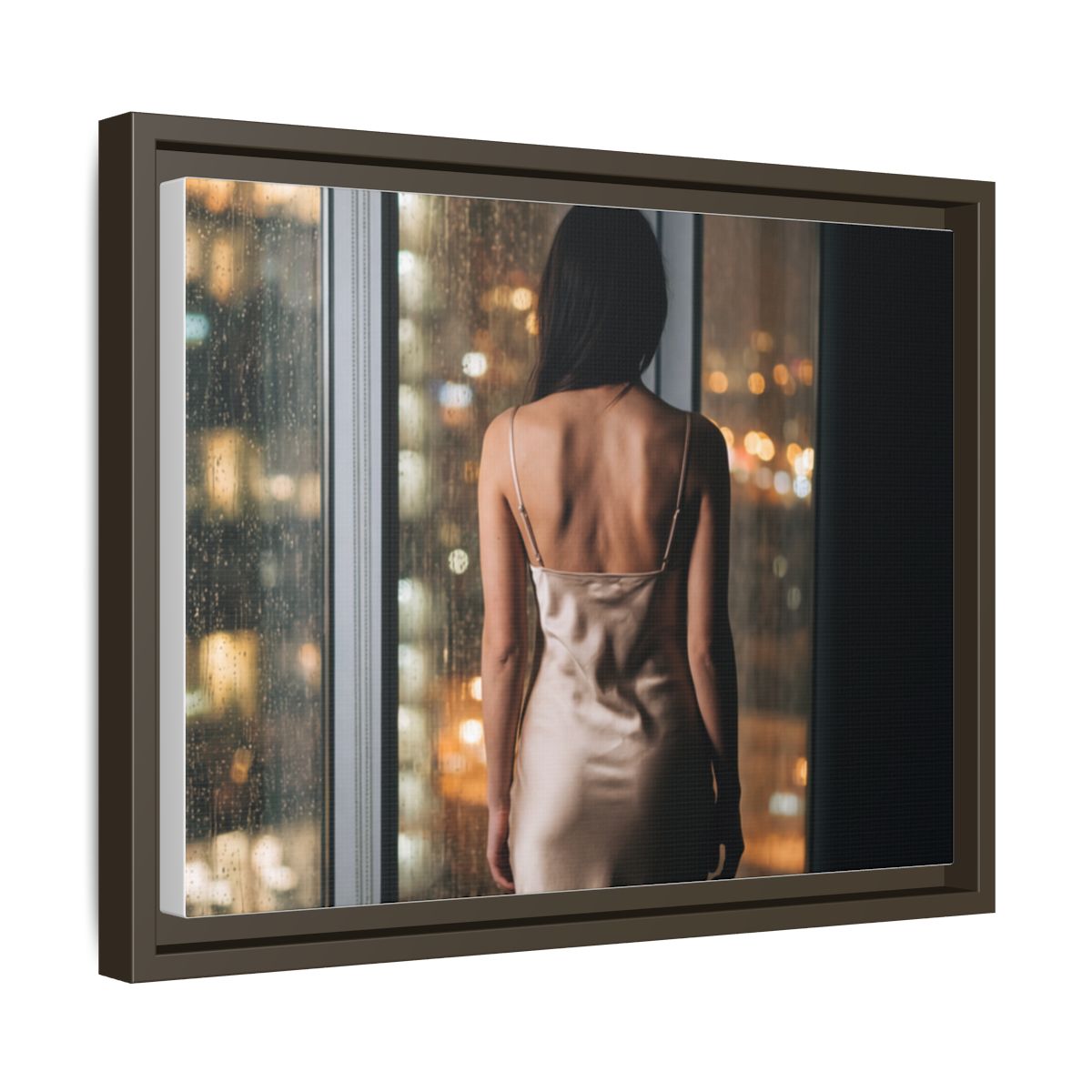 Framed Canvas - Midnight Rain Masterpiece — Espresso / 1.25"