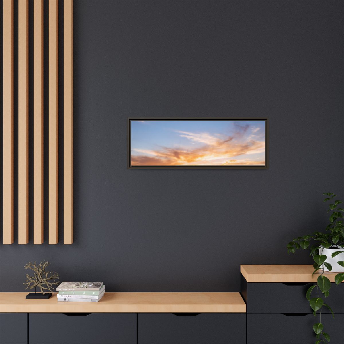 Framed Canvas - Sunset Silhouette — Espresso / 1.25"