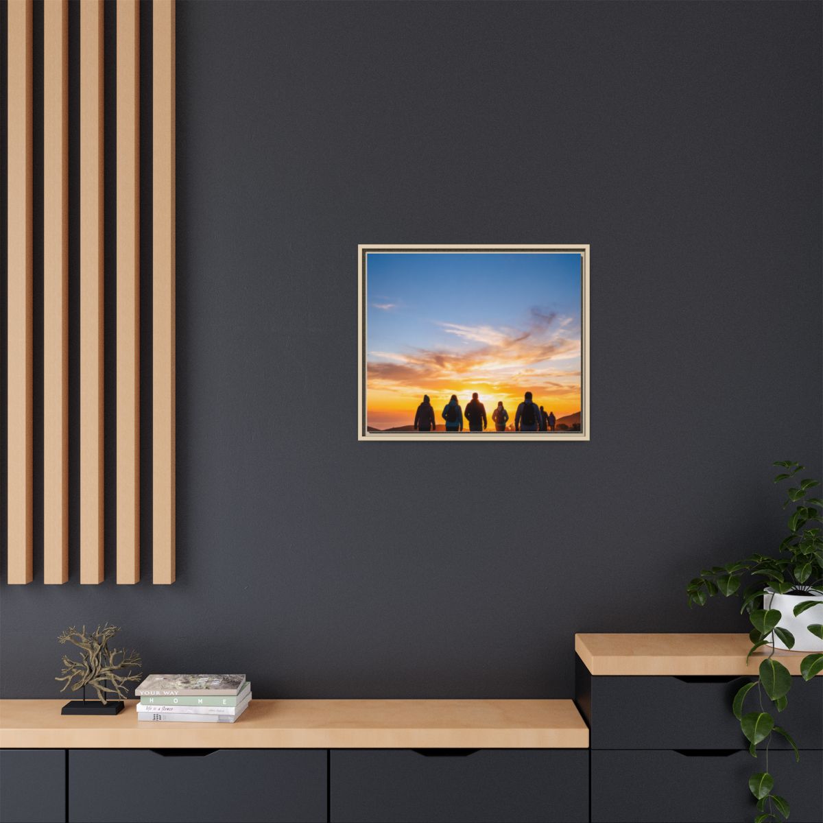 Framed Canvas - Sunset Silhouette — Natural / 1.25"