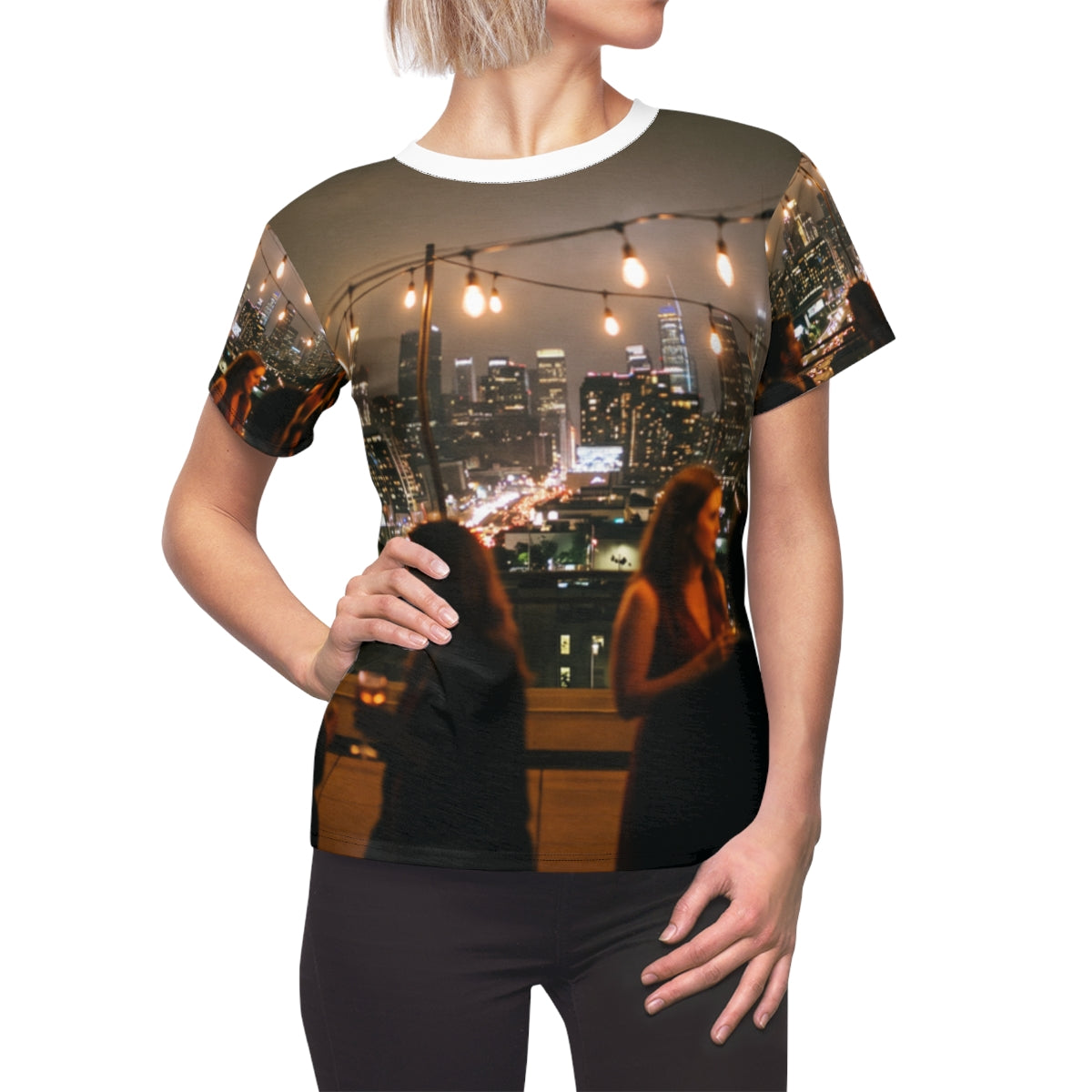 Women's Cut & Sew Tee - Rooftop City Lights | Echovira...