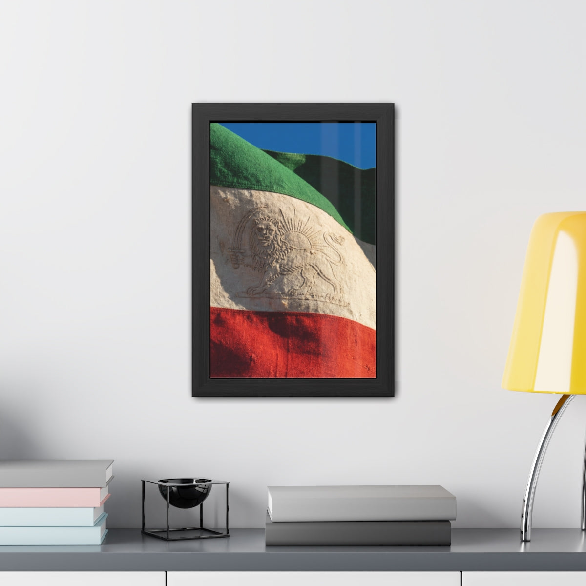 Framed Posters - Vintage Persian Lion and Sun Heritage Flag...