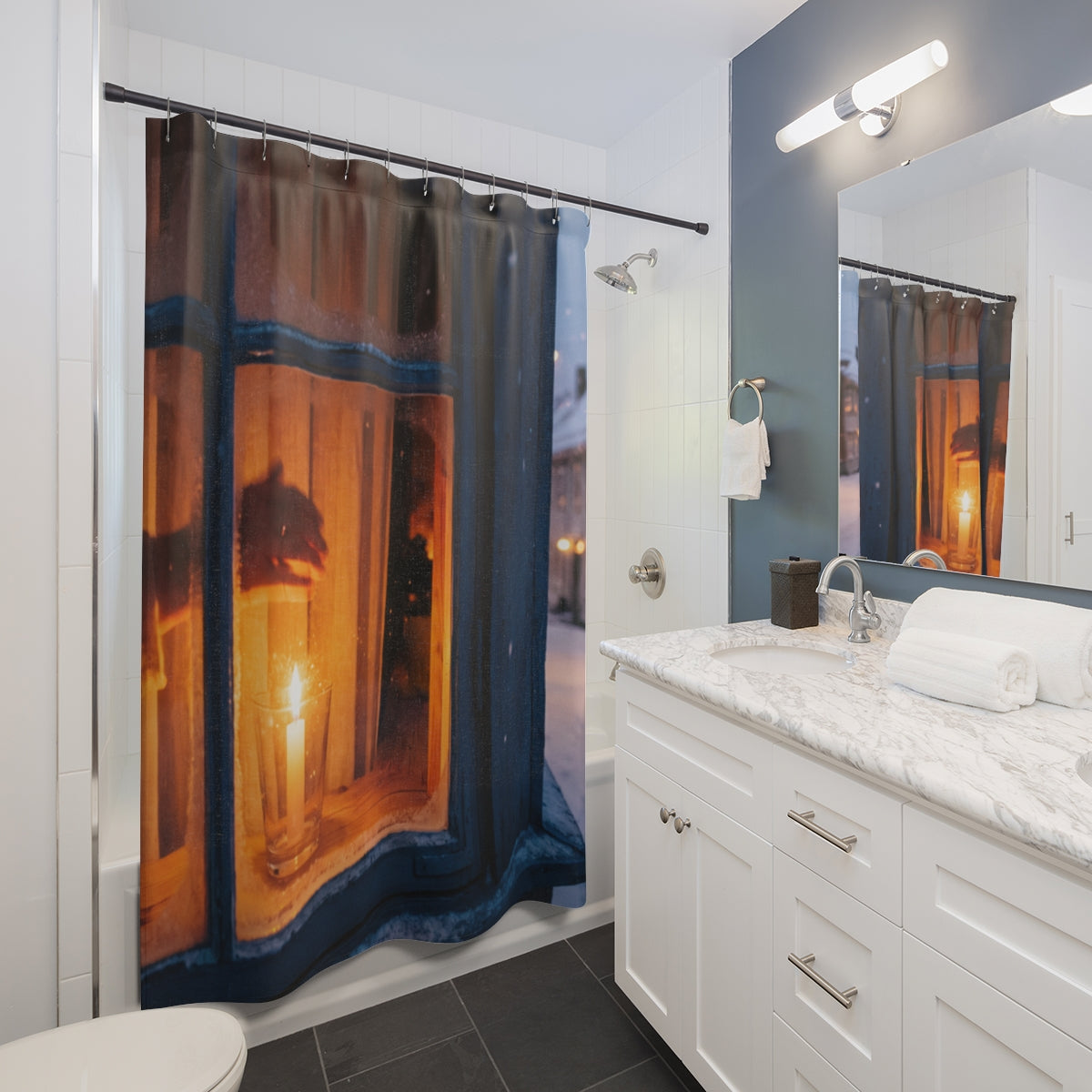 Shower Curtain - Twilight Snow Sanctuary | Echovira Gallery